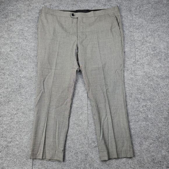 Indochino Pants Mens 39x26 Gray Wool Dress Trousers Flat Front Textured Pepper - Picture 1 of 9